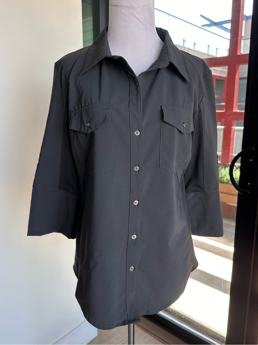 Lucy Dark Gray Lightweight Button-Up Shirt Jacket